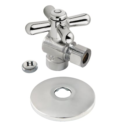 Kingston Brass 1/2" Sweatx3/8" OD Comp Quarter-Turn Angle Stop Valve W/ Flange, Chrome CC43201XK